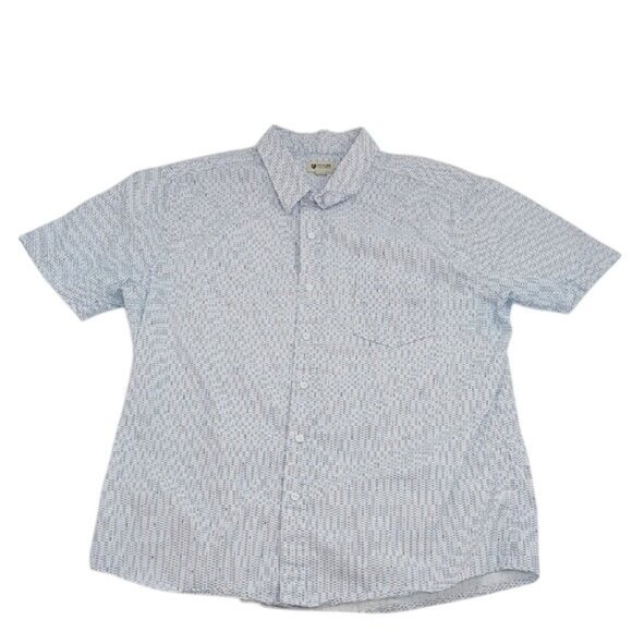 Haggar Button Down Shirt White Blue Nautical Short Sleeve Mens Size XL - Picture 1 of 6